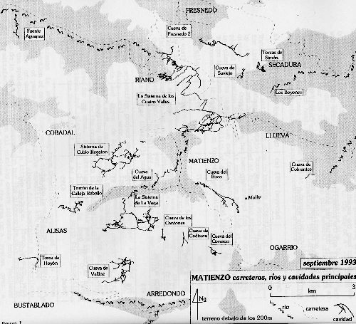 Principal Rivers and Caves of Matienzo Area