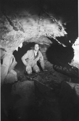 Adrian in a phreatic tube near the entrance