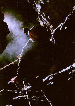Roy Morgan on the first pitch, Ogof Fawr by Adrian Paniwnyk